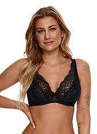 Soft cup bra, floral lace, triangle cups, A to H-cup